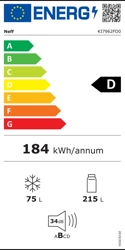 Étiquette énergie officielle du Neff KI7962FD0