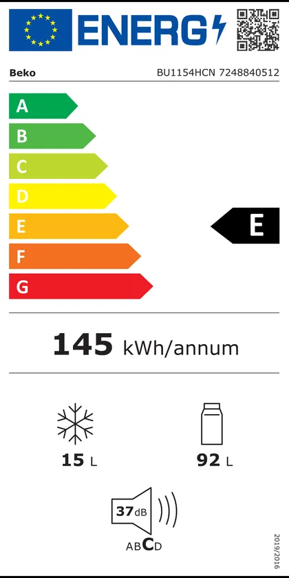 Étiquette énergie officielle du Beko BU1154HCN