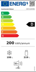 Étiquette énergie du Continental Edison CEFC325NFBD