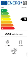 Étiquette énergie du Bosch KGN492LDF